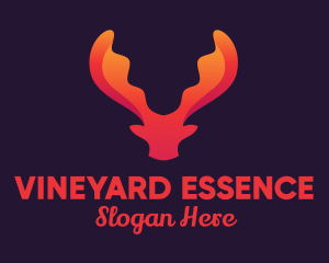 Red Orange Moose Antlers logo design