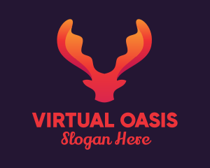 Red Orange Moose Antlers logo design