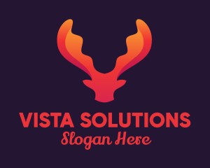 Red Orange Moose Antlers logo design