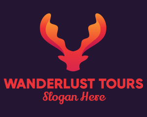 Red Orange Moose Antlers logo design