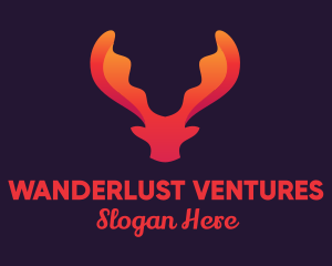 Red Orange Moose Antlers logo design