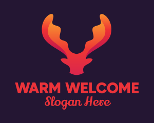 Red Orange Moose Antlers logo design