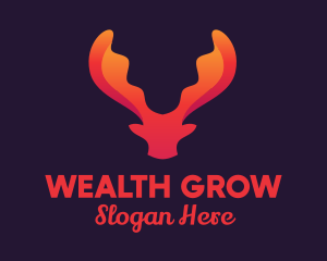 Red Orange Moose Antlers logo design