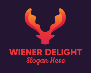 Red Orange Moose Antlers logo design