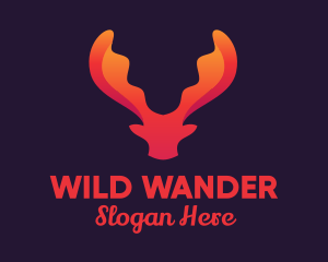 Red Orange Moose Antlers logo design