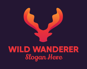 Red Orange Moose Antlers logo design