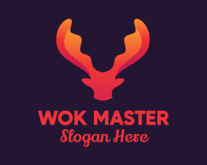 Red Orange Moose Antlers logo design