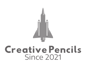 Pencil Fighter Jet  logo design