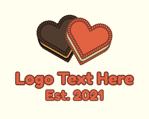 Couple - Heart Cookie Biscuit logo design