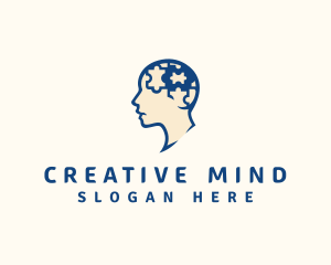 Puzzle Mind Head logo design