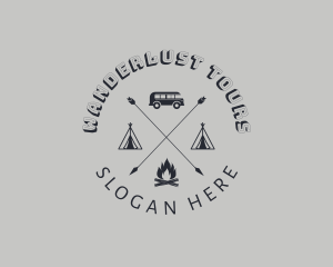 Retro Hipster Camping logo design