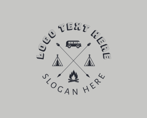 Tent - Retro Hipster Camping logo design