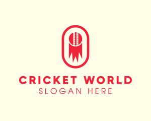 Red Cricket Ball logo design