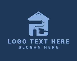Paint Roller - Blue House Painter Tools logo design