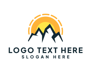 Sun - Mountain Climbing Travel logo design