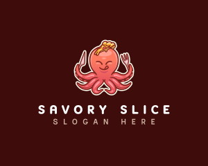 Octopus Pizza Slice logo design