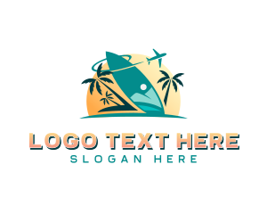 Palm Tree - Surfboard Beach Resort logo design