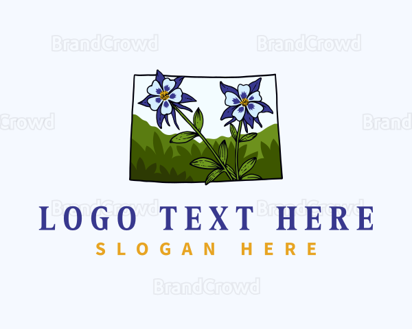 Colorado Blue Columbine Flower Logo