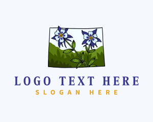 Lady Slipper - Colorado Blue Columbine Flower logo design