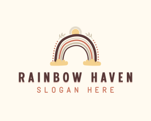 Boho Rainbow Childcare logo design