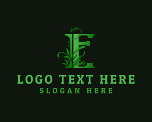 Vintage - Grass Plant Letter E logo design