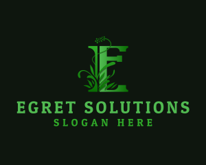 Grass Plant Letter E logo design