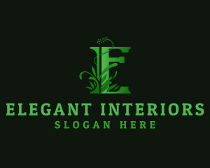 Grass Plant Letter E logo design