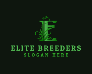 Grass Plant Letter E logo design