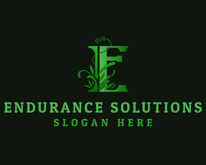 Grass Plant Letter E logo design