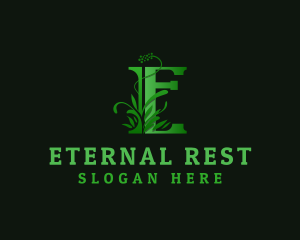 Grass Plant Letter E logo design