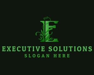 Grass Plant Letter E logo design