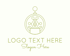 Memorial - Green Ornate Candle logo design