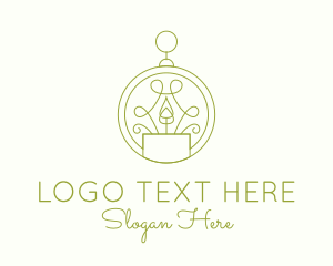 Scented Candle - Green Ornate Candle logo design