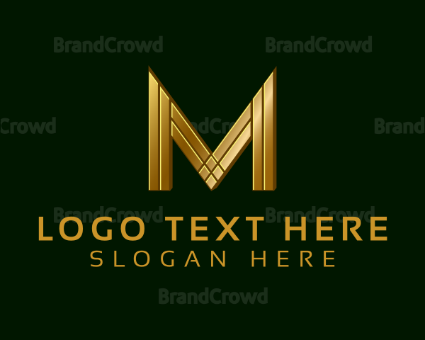 Modern Gold Letter M Logo