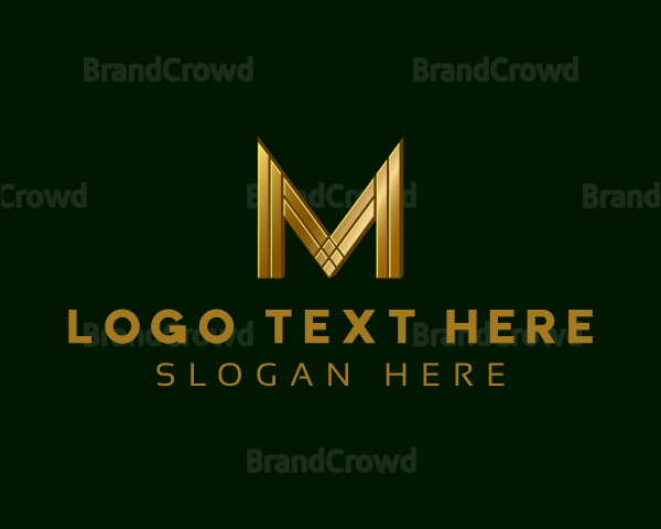 Modern Gold Letter M Logo