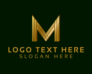 Stock Market - Modern Gold Letter M logo design