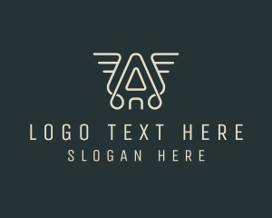 Airplane - Wings Aviation Letter A logo design