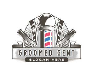 Groom - Razor Barber Pole logo design