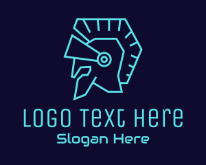 Geometric - Neon Knight Helmet logo design