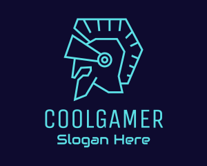 Game Stream - Neon Knight Helmet logo design