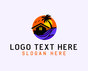 Ocean - Sunset Palm Beach House logo design