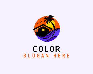Tropical - Sunset Palm Beach House logo design