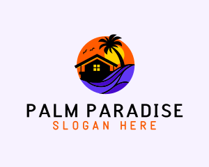 Sunset Palm Beach House logo design