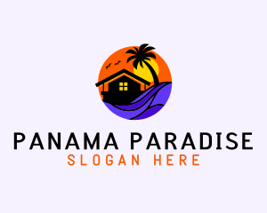 Sunset Palm Beach House logo design