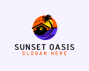 Sunset Palm Beach House logo design