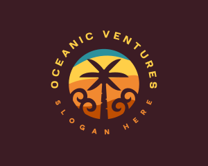 Tropical Palm Tree Beach logo design