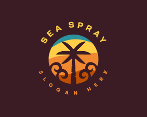 Tropical Palm Tree Beach logo design