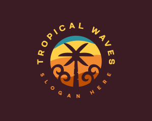 Tropical Palm Tree Beach logo design