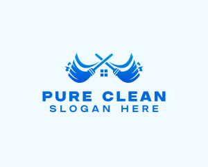 Housekeeping Cleaning Broom  logo design