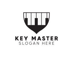 Keys - Piano Keys Shield Crest logo design